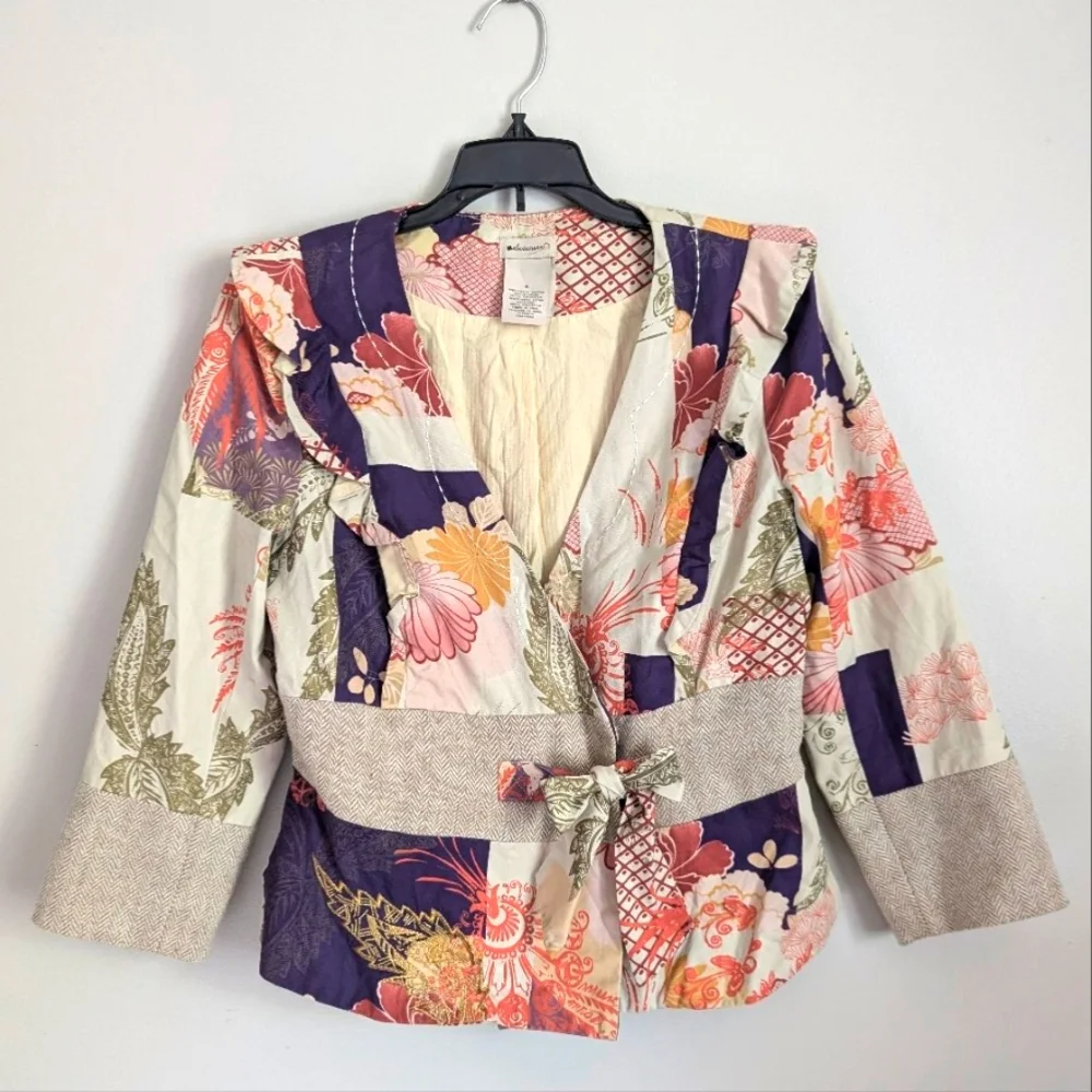 Anthropologie Elevenses Patchwork Iced Juniper Blazer Jacket Size 8 - Picture 3 of 16